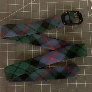 J. Crew wool belt in green and blue plaid